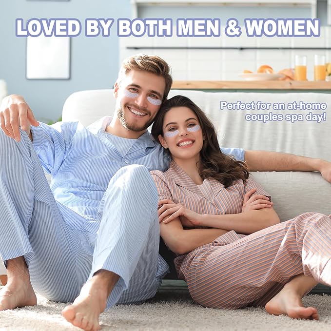 Reusable Eye Patches, 2 Pairs Silicone Under Eye Patches for Fine Lines & Dark Circles with Metal Eye Cream Applicator, Visible Metal Case