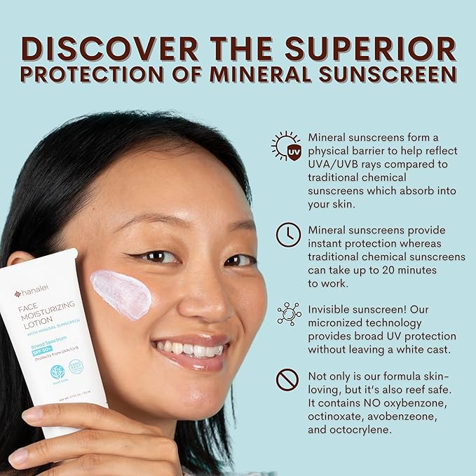 Hanalei Kukui Body Lotion 200ml and Face Moisturizer with SPF 50 Mineral Sunscreen 1.7 Oz - Cruelty Free (2-Pack Bundle)