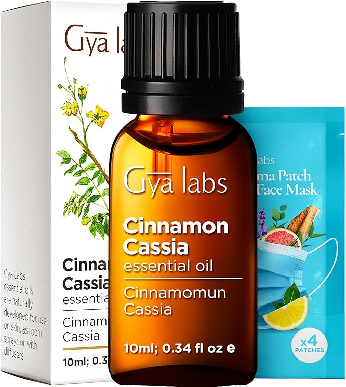 Gya Labs Cinnamon Cassia Essential Oil - 0.34 Fl Oz - 100% Pure Natural Cassia Oil for Hair & Skin, Diffuser, DIY Recipes & Candle Making Scent, Personal Care