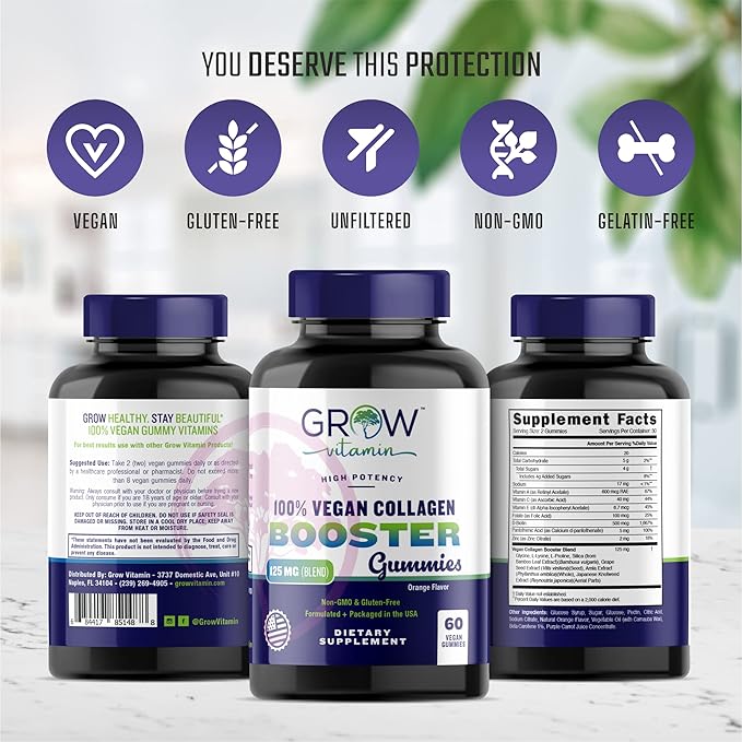 Superfruit Gummy Beauty Vitamins - Supports Skin, Hair, and Nail Health - Vegan Collagen Builder with Silica, Biotin, Super Berry Amla, Vitamin C, A, E, Orange Flavor, Non GMO, No Gluten - 60 Gummies