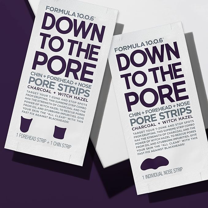 FORMULA 10.0.6 - Down to the Pore Strips - Pore Cleansing Strips, Removes Blackheads & Clears Clogged Pores, 6 Count