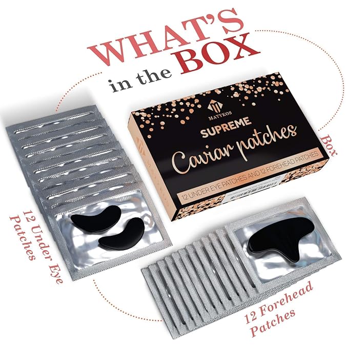 Complete Skincare Routine - Under Eye and Forehead 24K Gold Patches, 3 in 1 Jade Kit and Under Eye and Forehead Caviar Patches