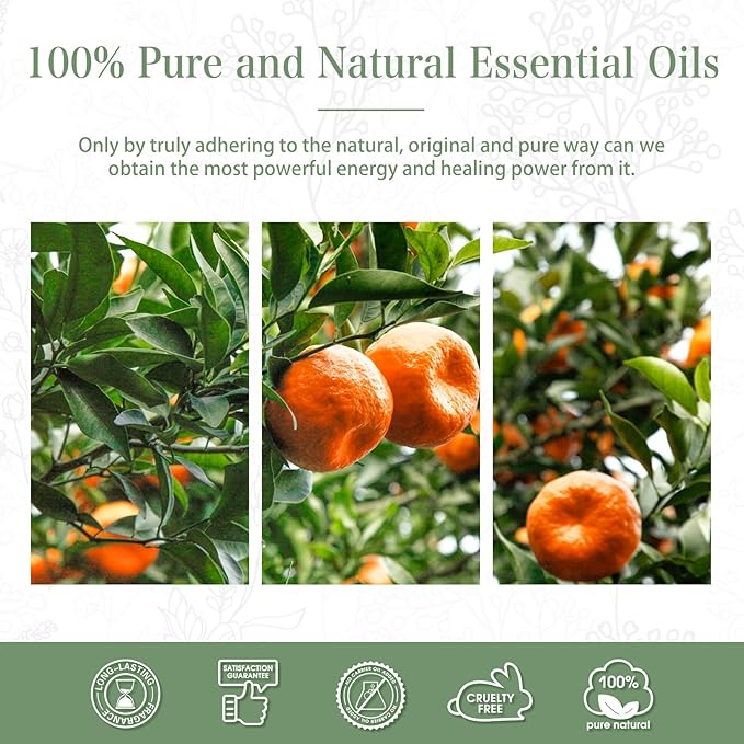 3.38FL.OZ Tangerine Essential Oil, for Aromatherapy Diffusers, Humidifiers, Great for DIY Candle and Soap Making, Huge 100ML Bottle