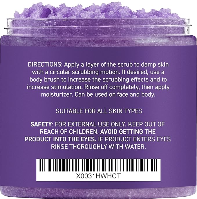 Brooklyn Botany Dead Sea Salt and Lavender Body Scrub - Moisturizing and Exfoliating Body, Face, Hand, Foot Scrub - Fights Fine Lines, Wrinkles - Great Gifts for Women & Men - 10.5 oz