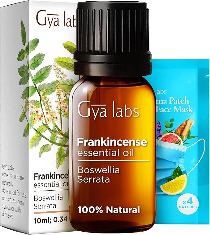 Gya Labs Frankincense Essential Oil for Face - 0.34 Fl Oz - 100% Pure Natural Frankincense Oil for Skin, Body Massages & Candle Making - Premium Grade for Wellness & Comfort - Woody & Calming Scent