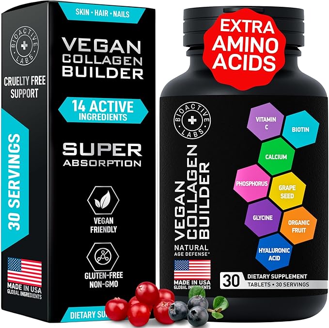 Age Defense Beauty Collagen Matrix and Vegan Collagen Enhanced Collagen Bundle for Skin, Hair, Nails