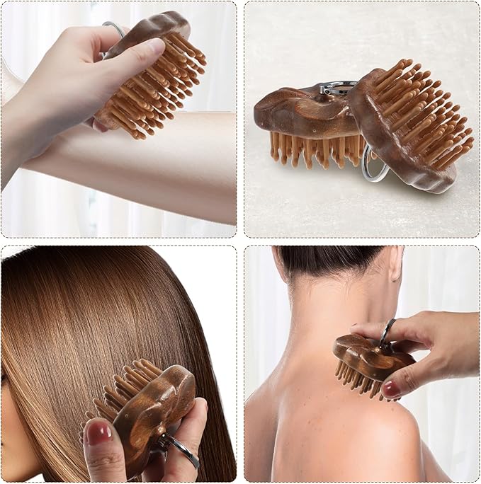 61-Tooth Wooden Scalp Massager, Bamboo Brush for Hair Growth, Sandalwood Comb for Body Relief, Suitable for Meridian Massage and Scraping Therapy