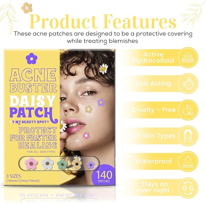 My Beauty Spot Pimple Patches Cute Acne Patches for Face (140 Patches) with Hydrocolloid, Tea Tree Extra & Salicylic Acid, Colorful Fun Designs – Pimple Patches for Face Acne Spot Treatment