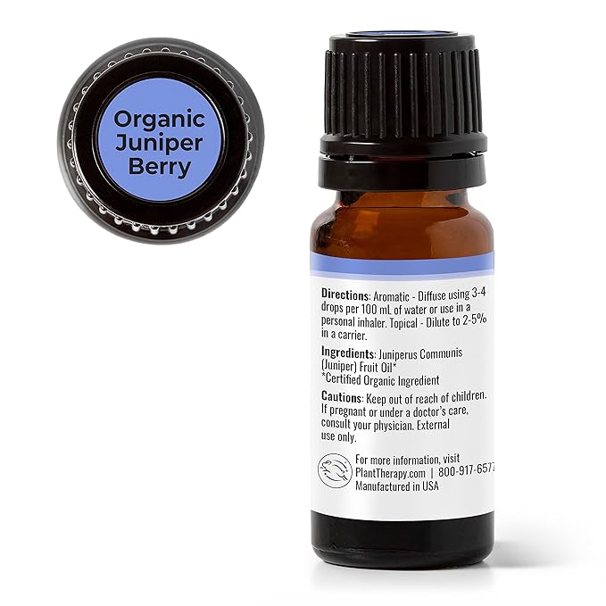 Plant Therapy Organic Juniper Berry Essential Oil 100% Pure, Undiluted, Natural Aromatherapy, Therapeutic Grade 10 mL (1/3 oz)