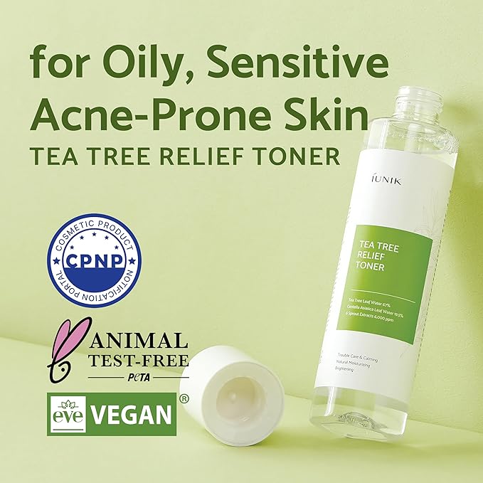 iUNIK Centella Mini Set, Travel Friendly Skincare Set, Ultra Calming and Hydrating for Sensitive Skin: Tea Tree Relief Toner,Serum, Centella Calming Gel with TTR Toner