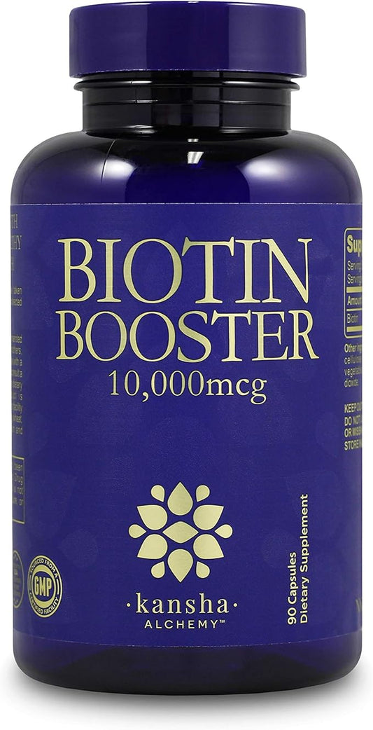 Biotin 10,000 mcg Hair Growth Booster Vitamins for Longer, Stronger, Healthier Hair & Nail, 90 Caps (3-Month Supply)