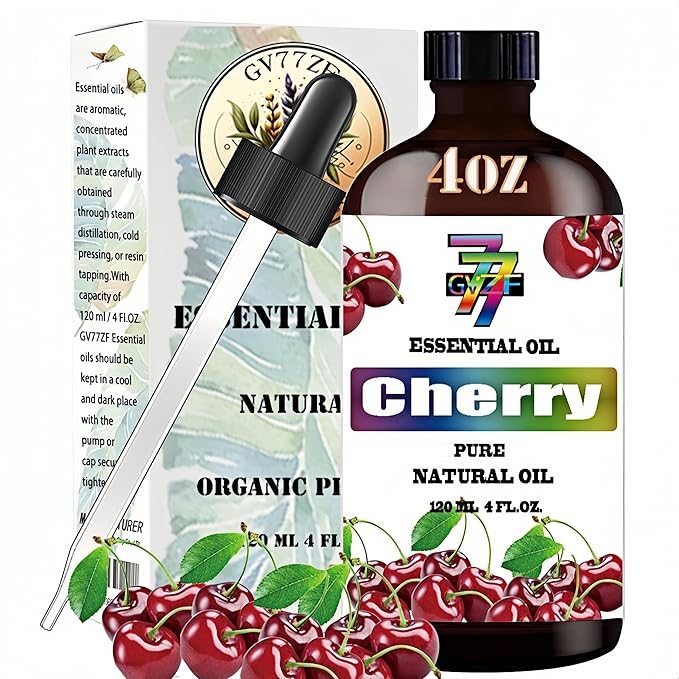 Cherry Essential Oil (4 oz) – 100% Pure Fragrance Oil for Diffusers, Humidifiers, Relaxation, Bath, Candles, Soap Making, DIY, Home Cleaning, Gifts – Sweet Floral Scent