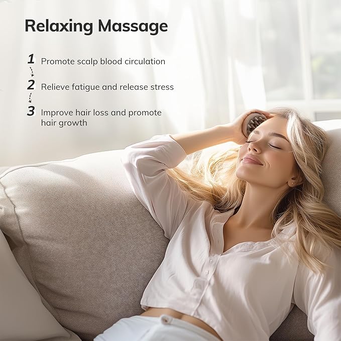 Sndyi Silicone Scalp Massager Shampoo Brush, Hair Scrubber with Soft Silicone Bristles, Scalp Scrubber/Exfoliator for Dandruff Removal, Wet Dry Scalp Brush for Hair Growth & Scalp Care, Khaki