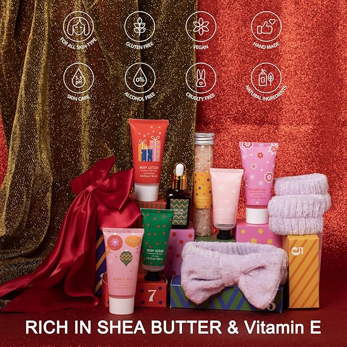 9day Birthday Blind Box - Luxury Skincare & Accessories Set Advent Calendar for Women, Beauty & Spa Advent Set for Teens Calendar-12pc Bath & Body Care, Self Care Gifts for Women,Thinking of You gift