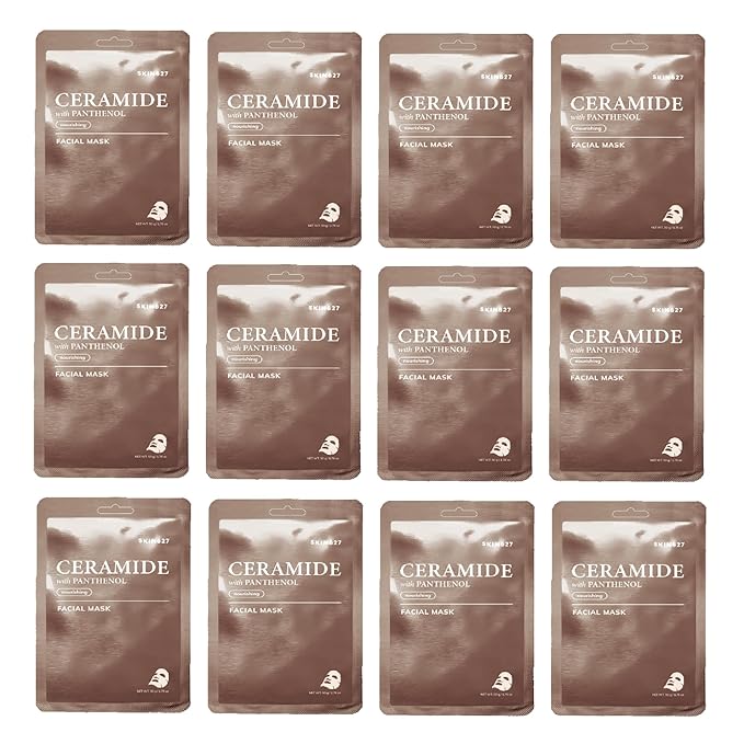 SKIN627 Bulk 12PK Face Masks Skincare, Korean Skincare, Facial Mask, Sheet Masks Korean (12PK Ceramide with Panthenol)