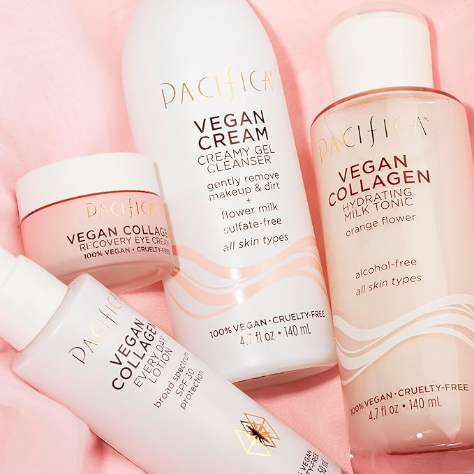 Pacifica Vegan Collagen Cream Gel Facial Cleanser - Daily Foaming Face Wash & Makeup Remover, Hydrating Anti-Aging Face Wash for Dry & Sensitive Skin, 4.7oz