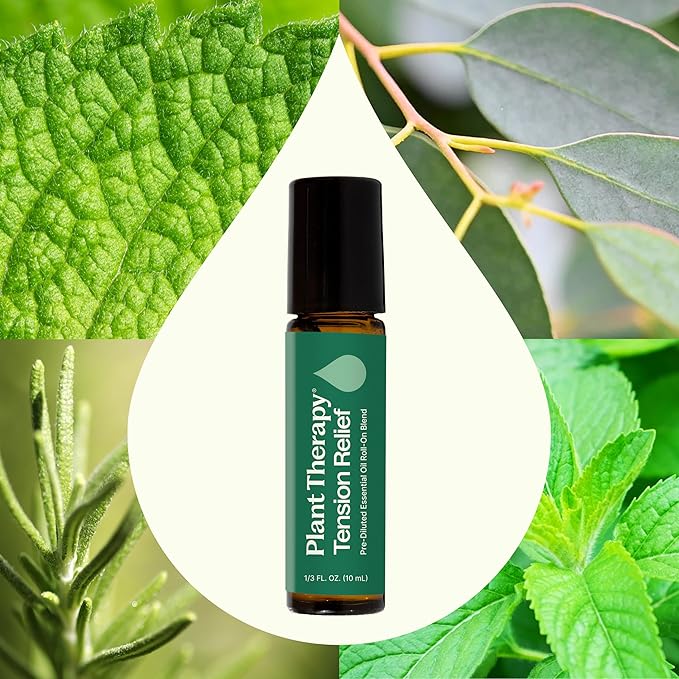 Plant Therapy Tension Relief Essential Oil Blend Pre-Diluted Roll-On 10 mL (1/3 oz) 100% Pure, Therapeutic Grade Essential Oils Diluted in Fractionated Coconut Oil