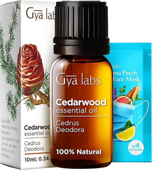 Gya Labs Cedarwood Essential Oil for Hair and Diffuser - 0.34 Fl Oz - 100% Pure Natural Cedarwood Oil for Hair Aromatherapy Skin & Candle Making - Fresh Woodsy Piney Scent