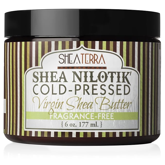 Shea Terra Organics 100% Organic Cold-Pressed Virgin Shea Butter – Fragrance-Free | Natural Anti-Aging Daily Skin, Nails & Hair Cream to Soften Dry Skin, Reduce Wrinkles & Stretch Marks – 6 oz