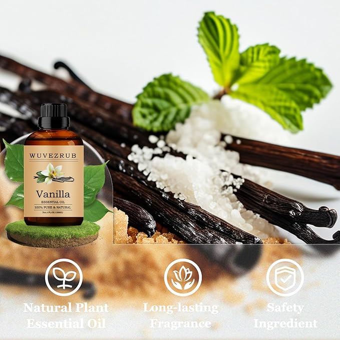 Vanilla Essential Oils 120ML, Pure Vanilla Essential Oil for Aromatherapy Diffuser - 4 Fl Oz