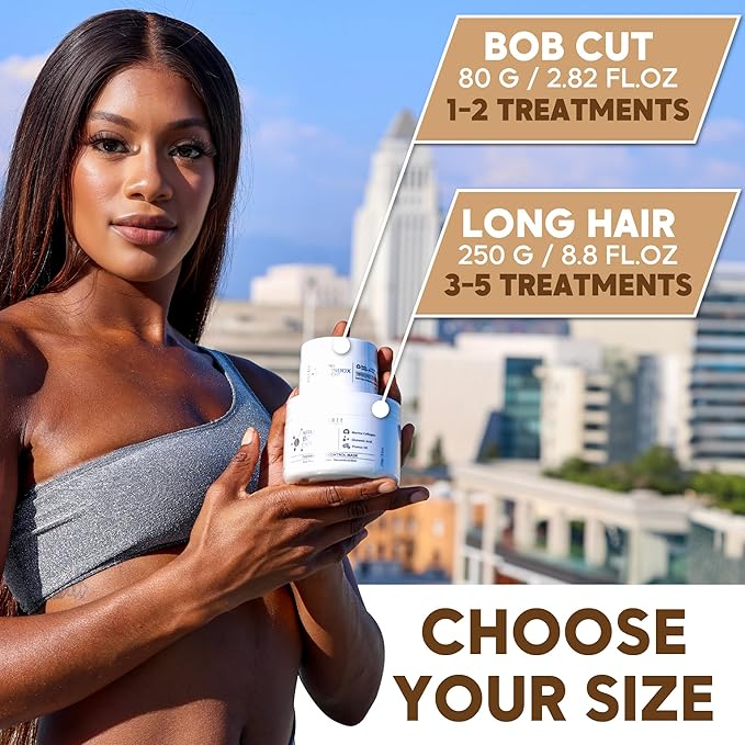 AFRO BRAZILIAN BONDOX Hair Relaxer Alternative – Extra Strong Thermal Hair Mask 8.8oz for Damaged Hair – Straightening Treatment for All Hair Types, Especially Afro 4A 4B 4C – With Almond Oil, Shea Bu
