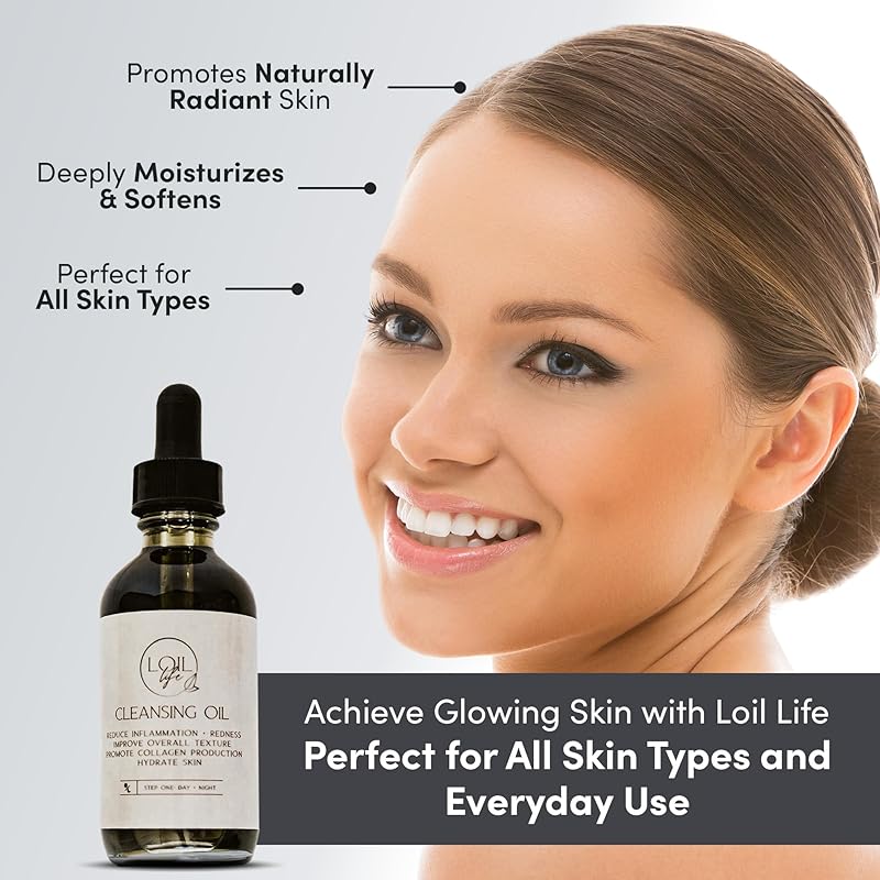 Cleansing Oil – Promotes Radiant, Healthy Skin | Natural Face Wash & Makeup Remover for All Skin Types | Deeply Moisturizing Formula | 2oz