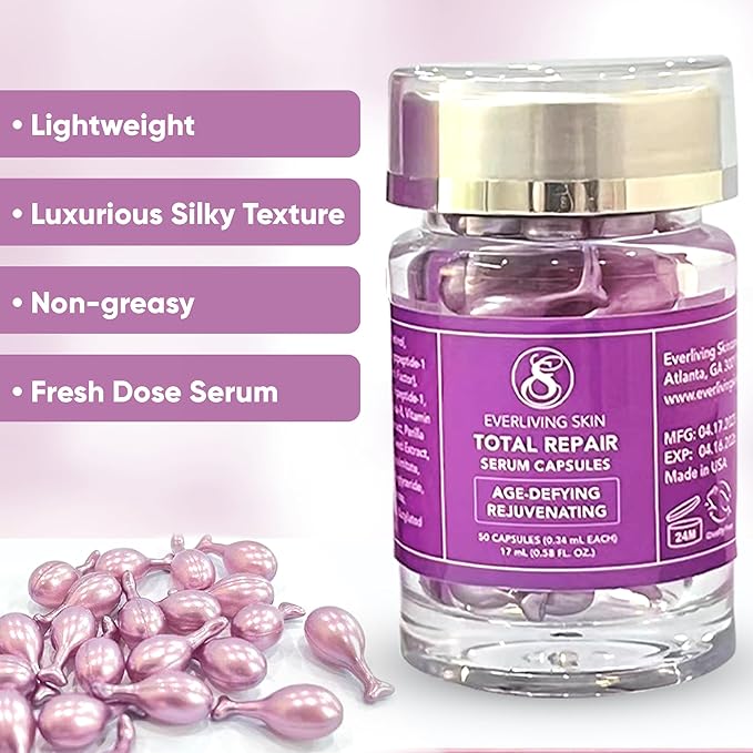 Retinol Serum Capsules (50 Count) – Anti-Aging Face Serum with Retinol, Ceramides & Peptides for Visible Results: Smoother Fine Lines & Wrinkles, Brighter, Softer, Radiant & Rejuvenated Skin