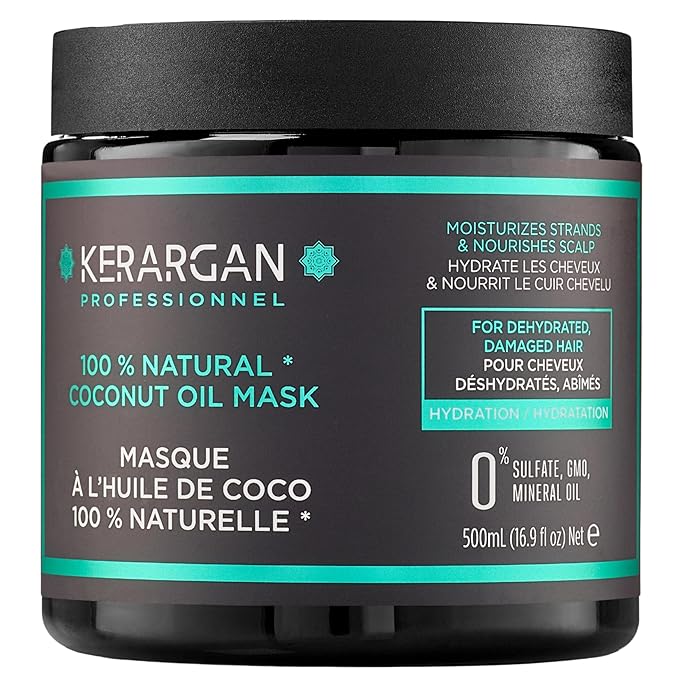 KERARGAN - Moisturizing Coconut Oil Hair Mask - Intensive Treatment for Dry and Damaged Hair - Deep Hydration - Free of sulfates, GMOs, and mineral oils - 16.9 Fl oz