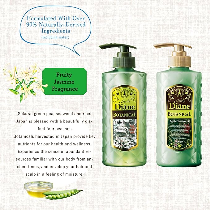 MOIST DIANE Hair Treatment with Pump for Women & Men, Natural Organic Japanese Hair Conditioner, Sulfate & Silicon Free Hydrating & Moisturizing Haircare Products, Botanical Moist 16.9 Fl Oz/500mL