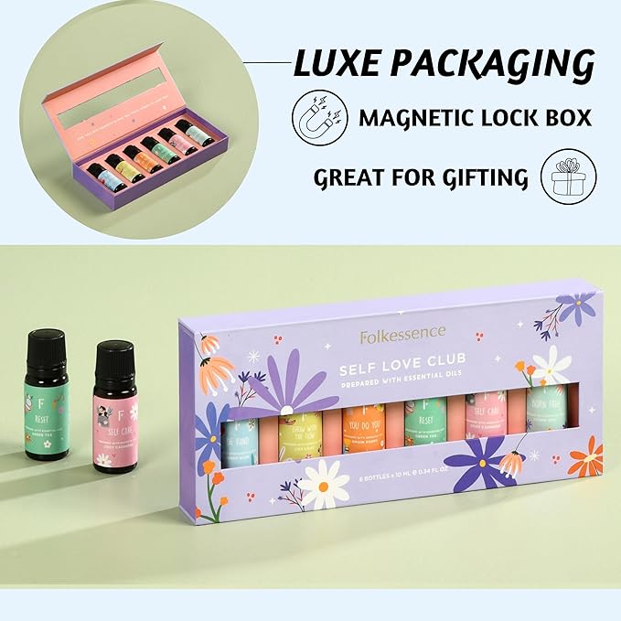 Folkulture Essential Oils for Diffuser | Essential Oils Set of 6 Fragrances | Diffuser Oil Scents for Home | Oils Diffuser Essential Oil | Fragrance Oils for Diffusers - Green Tea, Ocean Salt