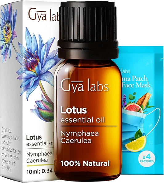 Gya Labs Lotus Essential Oil for Diffuser - 0.34 Fl Oz - 100% Pure Natural Lotus Oil for Skin, Massage, Candle Making & DIY - Flowery Earthy Scent