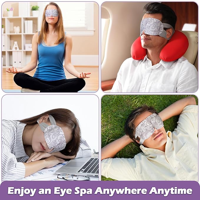 50 Packs Steam Eye Mask for Dry Eyes Spa Warm Sleep Mask Self Heating Disposable Eye Masks for Home Office Travel Eyestrain Relieve(Lavender Scent)