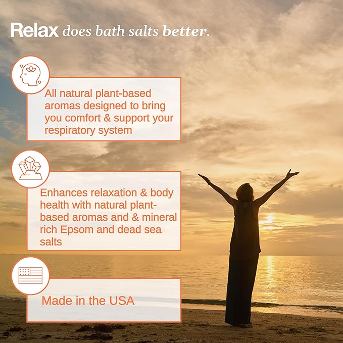 Relax Spa & Bath, Epsom & Dead Sea Salts, Aromatherapy Bath Salts for Hot Tub, Bath, or Spa, Infused with Magnesium, Energy Therapy