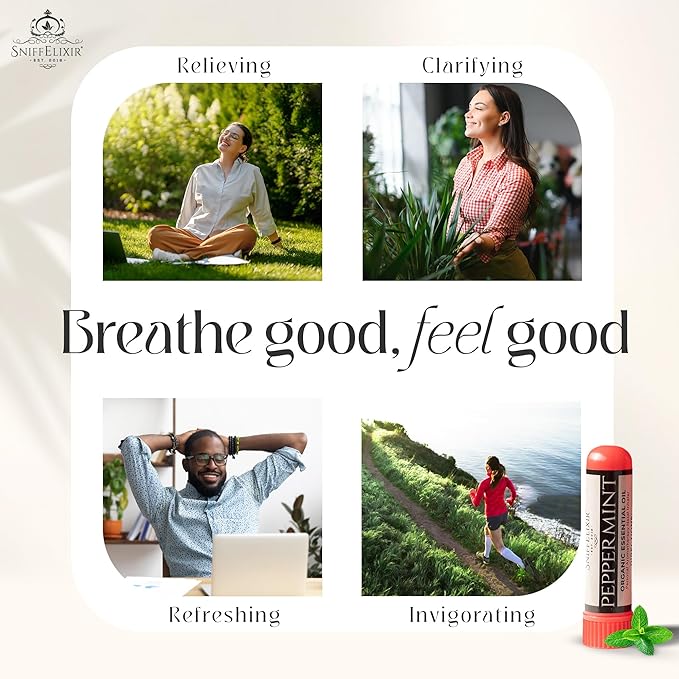 Peppermint Inhaler Nasal Stick - Aromatherapy Nasal Inhaler, Portable Nose Inhaler Stick, Non Drowsy Motion Sickness Stick with Peppermint Essential Oil, Aromatherapy Inhaler Stick, Aroma Inhaler