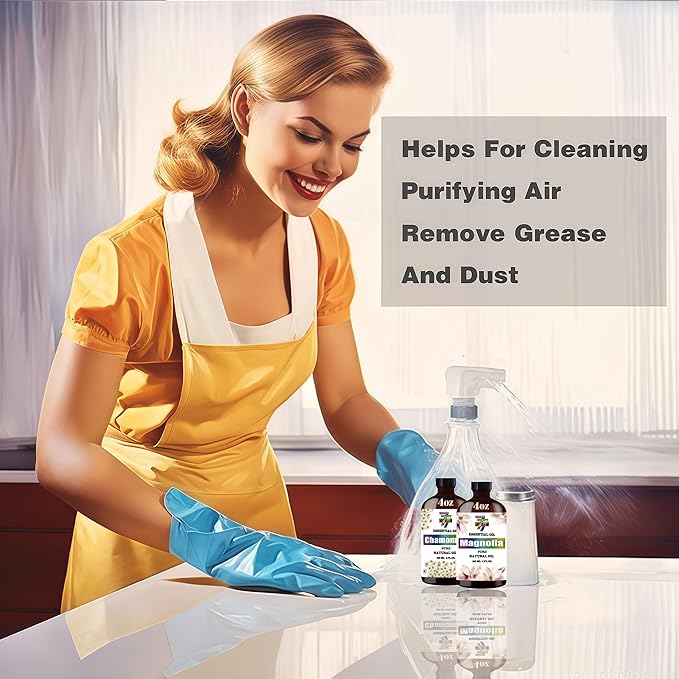 Chamomile Essential Oil (4 oz) – 100% Pure Fragrance Oil for Diffusers, Humidifiers, Relaxation, Bath, Candles, Soap Making, DIY, Home Cleaning, Gifts – Sweet Floral Scent