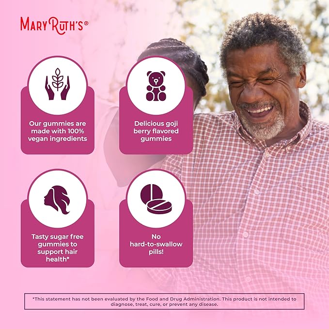 MaryRuth's Biotin Gummies | Sugar Free | Vegan | Non-GMO | 2,500 mcg Biotin Supplement | Hair Skin and Nails Vitamins | Hair Growth Vitamins | Hair Growth Supplement | 60 Count