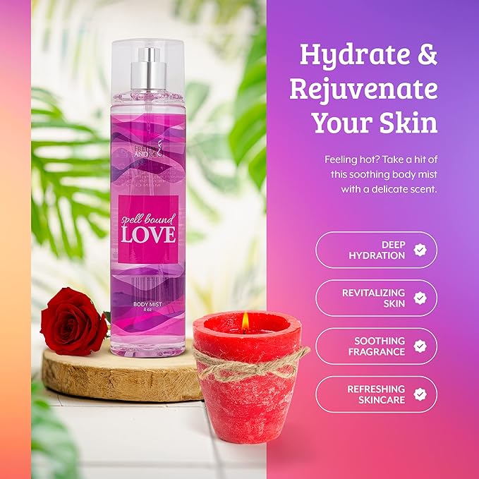 Home Spa Gift 10oz Deep Moisturizing Fragrance Body Lotion & 8 oz. Fine Fragrance Body Mist Set Luxury Self-Care Combo for Women and Girls (Spell Bound Love) Mother’s Day Gift for Mom