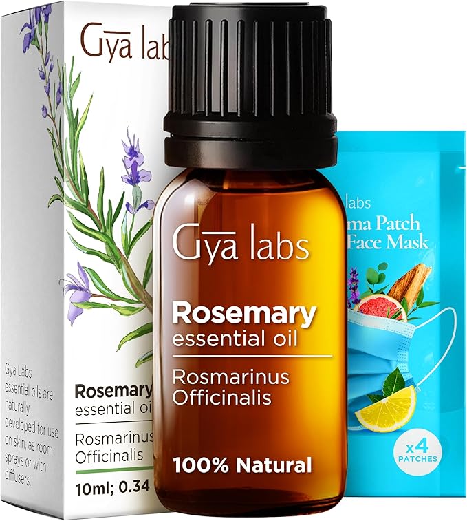 Gya Labs Rosemary Essential Oil for Hair - 0.34 Fl Oz - 100% Pure Natural Rosemary Oil for Diffuser, Skin, Scalp, Aromatherapy & Candle Making Scent