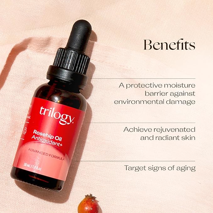 Trilogy Certified Organic Rosehip Oil Antioxidant+ Duo, With Enriching Antioxidants & Essential Fatty Acids, 1.0 fl oz Each