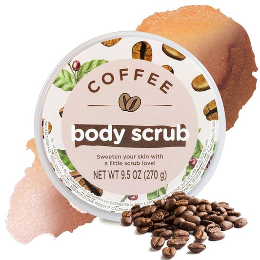 Coffee Sugar Scrub, Coffee Body Scrub, Exfoliating Body Scrub for Body Smooth and Moisturized Skin, Natural Gifts for Women, 9.52oz