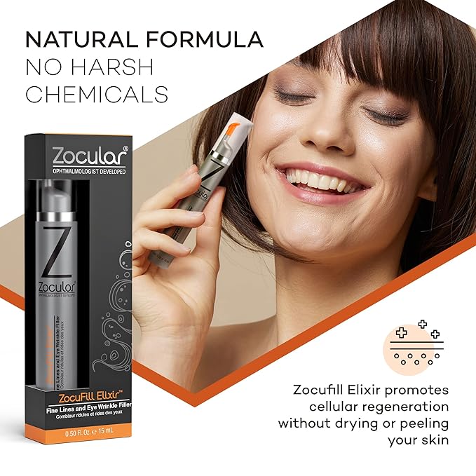 Zocufill Elixir Eye Gel and Face Serum - Eye Bags Treatment for Women and Men - Reduce the Appearance of Dark Circles, Puffy Eyes, Fine Lines and Wrinkles