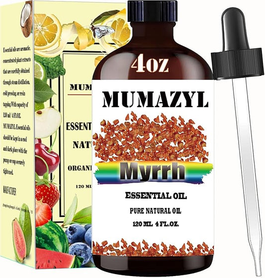 Myrrh Essential Oil, Myrrh Oil 4 Fl Oz 120ML for Diffuser Humidifier Yoga Cleaning DIY Candle Soap Making Essential Oils