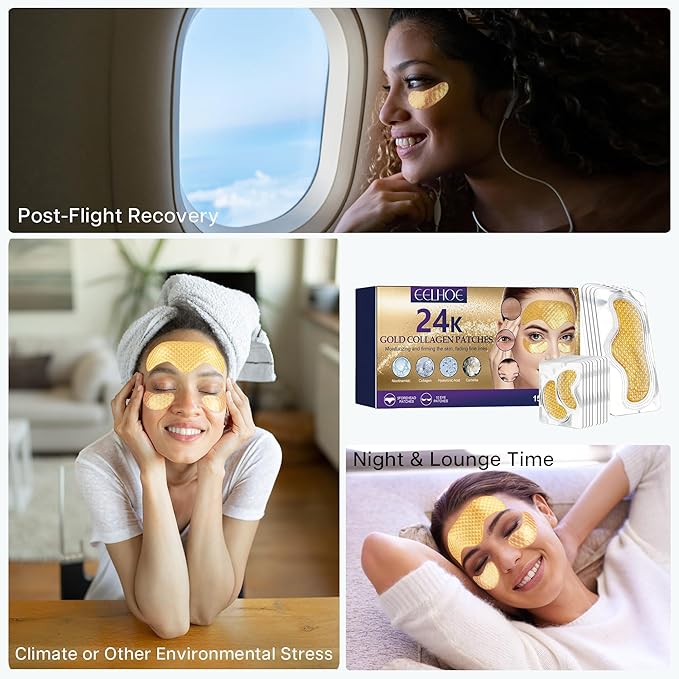 Under Eye and Forehead Wrinkle Patches Duo, Collagen Hyaluronic Acid and Camellia Extract Facial Patches for Forehead Lines, Puffy Eyes, Dark Circles Bags and Revitalization