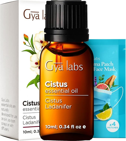 Gya Labs Cistus Essential Oil for Hair - 0.34 Fl Oz - 100% Pure Natural Cistus Oil for Diffuser, Skin, Aromatherapy, Candles & Soaps Making - Balsamic, Woody Scent
