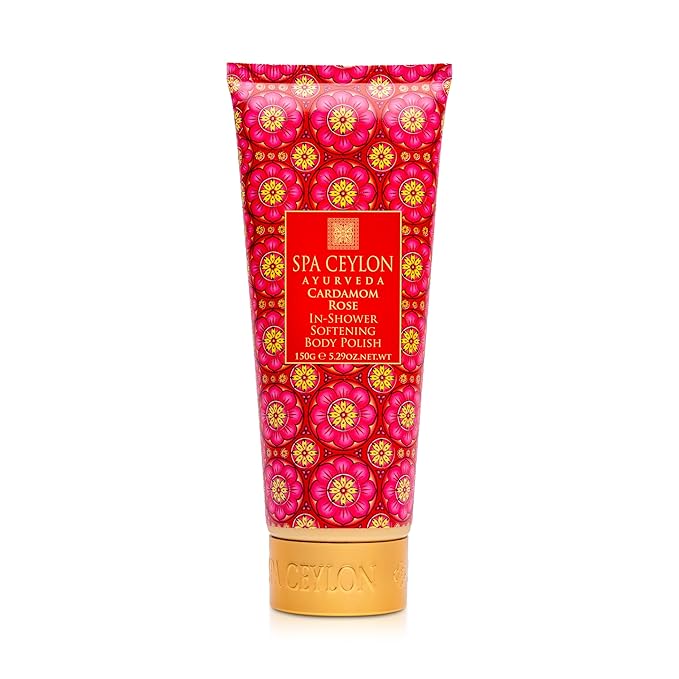 SPA CEYLON Cardamom Rose In-Shower Softening Body Polish | Full-Body Exfoliating Scrub & Nourishing Cleanser, Clean Beauty | Polish Your Skin to Perfection | 150g