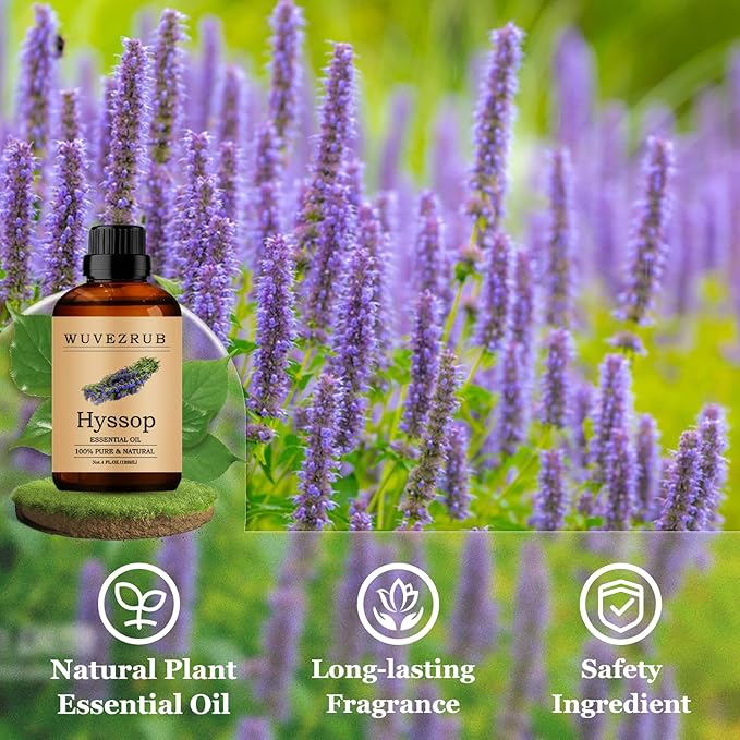 Hyssop Essential Oils 120ML, Pure Hyssop Essential Oil for Aromatherapy Diffuser - 4 Fl Oz
