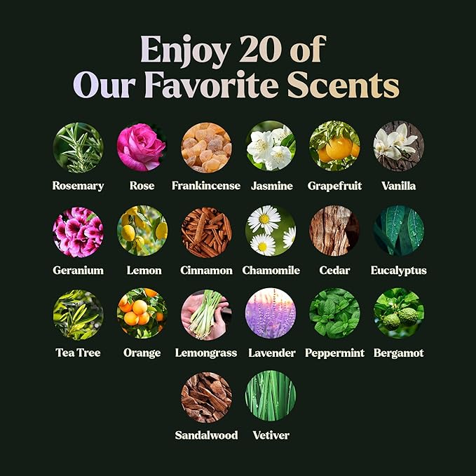 Essential Oils Set - Top 20 Gift Set Oils for Diffusers, Humidifiers, Soaps, Aromatherapy, Candle Making Scents, Cars & Home Products - Peppermint, Tea Tree, Lavender, Eucalyptus, Lemongrass (10mL)