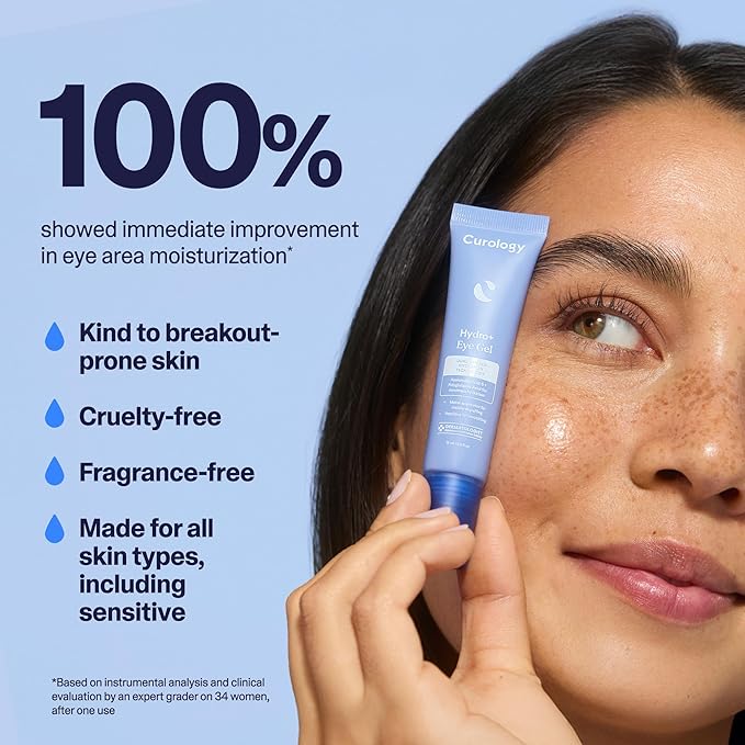 Curology Hydro+ Eye Gel, Hydrating Under Eye Cream with Hyaluronic Acid and Caffeine, 0.5 fl oz