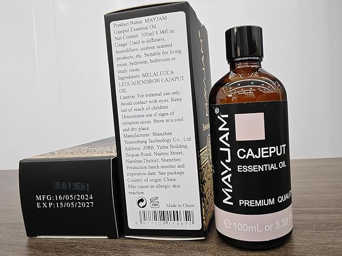 Cajeput Essential Oil, 3.38FL.OZ Pure Essential Oils with Glass Dropper, Large Volume Cajeput Oil, Perfect for Massage, DIY Candle and Soap Making（100ML)