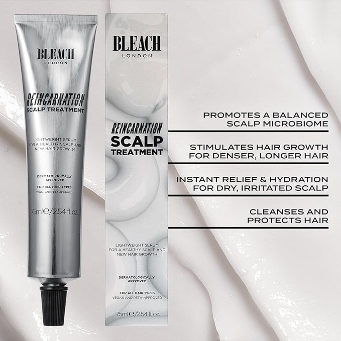 Bleach London Reincarnation Scalp Treatment - Microbiome Booster for Dry Scalps - Encourages Hair Growth - For Sensitive Skin - Fragrance Free - Dermatologically Approved - Vegan PETA-Approved - 75ml